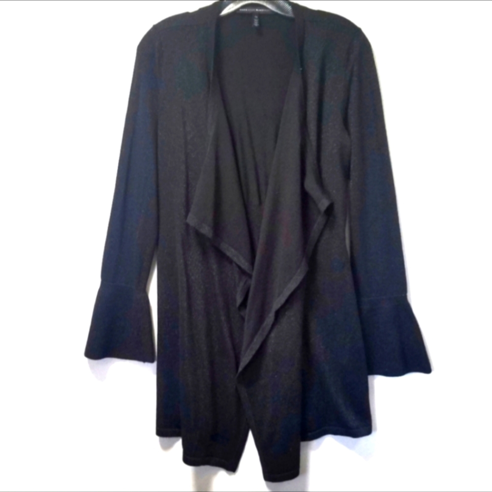 White House Black Market Black Open Cascade Front Cardigan XS